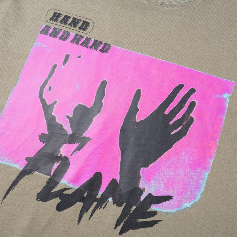 Hand Abstract Printing Short Sleeve Men